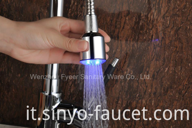 Pull-out Spray Self-Power 3 Color LED Kitchen Sink Faucet (QH0781-4F)